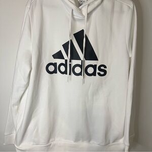 Adidas Essentials Relaxed  Women's White and Black Logo Hoodie